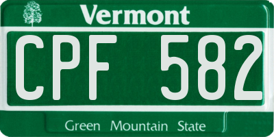 VT license plate CPF582