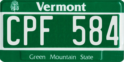 VT license plate CPF584
