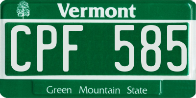 VT license plate CPF585