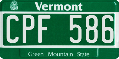 VT license plate CPF586