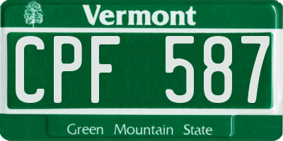 VT license plate CPF587