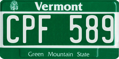 VT license plate CPF589
