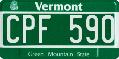 VT license plate CPF590
