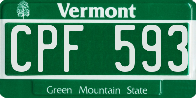VT license plate CPF593