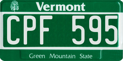 VT license plate CPF595