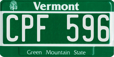 VT license plate CPF596