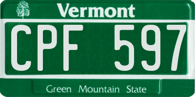 VT license plate CPF597
