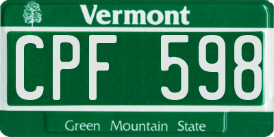 VT license plate CPF598