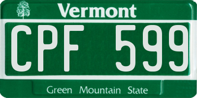VT license plate CPF599