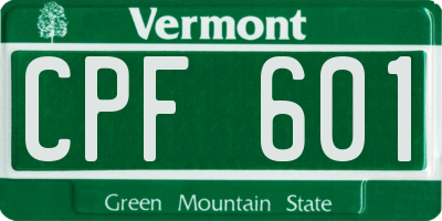 VT license plate CPF601