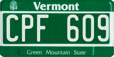 VT license plate CPF609
