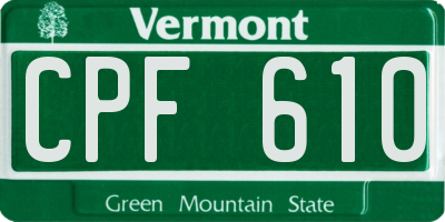 VT license plate CPF610