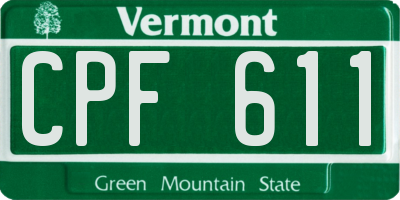 VT license plate CPF611