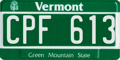 VT license plate CPF613