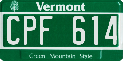 VT license plate CPF614