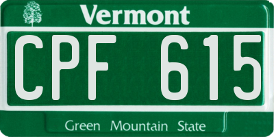 VT license plate CPF615