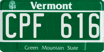 VT license plate CPF616