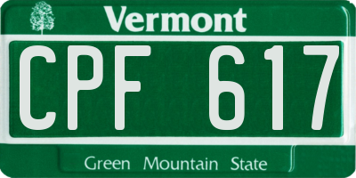 VT license plate CPF617