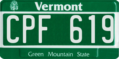 VT license plate CPF619