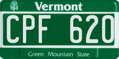 VT license plate CPF620