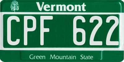 VT license plate CPF622