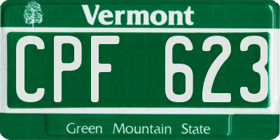 VT license plate CPF623