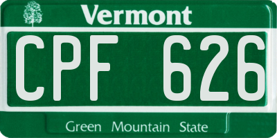 VT license plate CPF626