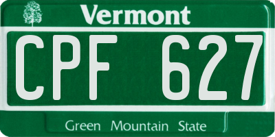 VT license plate CPF627