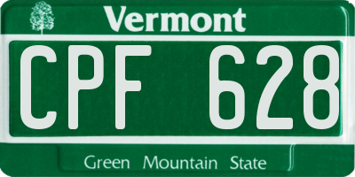 VT license plate CPF628
