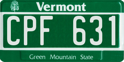 VT license plate CPF631
