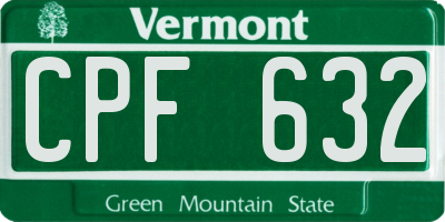 VT license plate CPF632