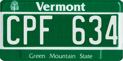 VT license plate CPF634