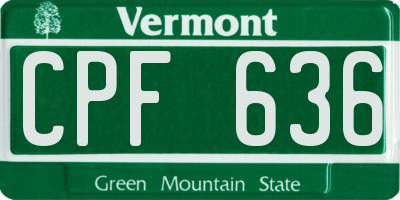 VT license plate CPF636