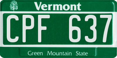 VT license plate CPF637
