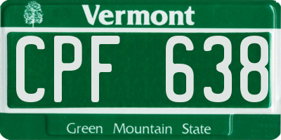 VT license plate CPF638