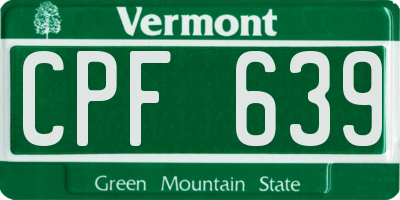 VT license plate CPF639