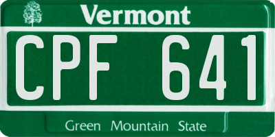VT license plate CPF641