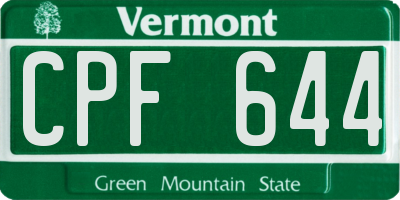 VT license plate CPF644