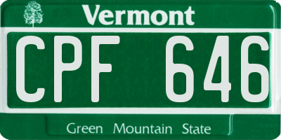 VT license plate CPF646
