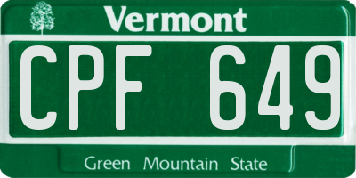 VT license plate CPF649