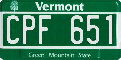 VT license plate CPF651