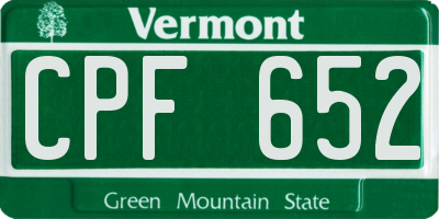 VT license plate CPF652