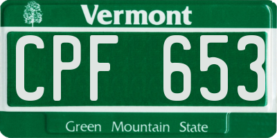 VT license plate CPF653