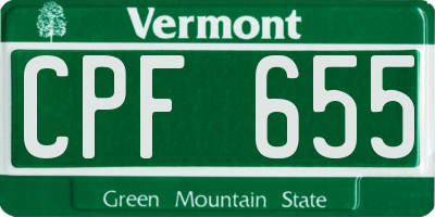 VT license plate CPF655