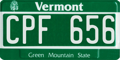 VT license plate CPF656