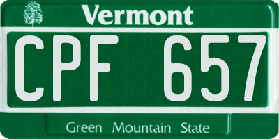 VT license plate CPF657