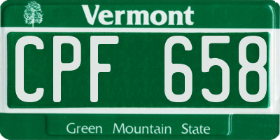 VT license plate CPF658