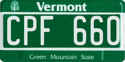VT license plate CPF660