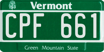 VT license plate CPF661