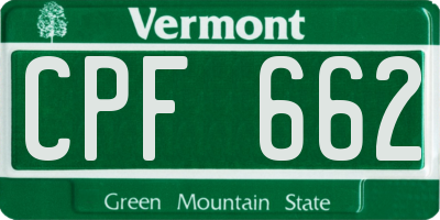 VT license plate CPF662